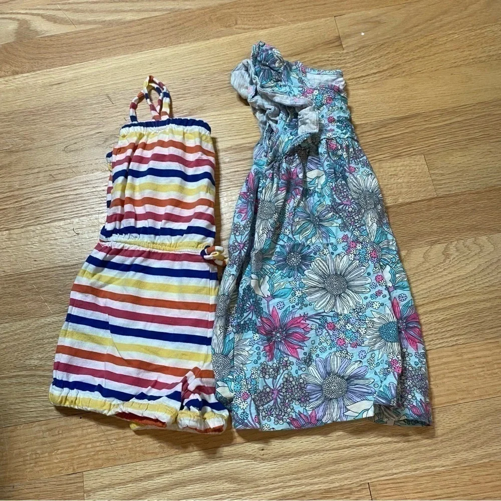 Sz 4 Dress Romper Bundle Gap Striped Oshkosh Blue Floral Ruffle Kids Girls